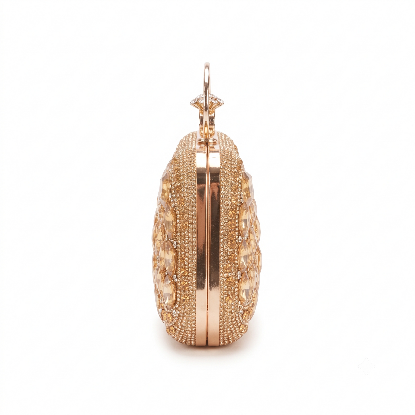 Golden Amber Clutch - side view showing depth