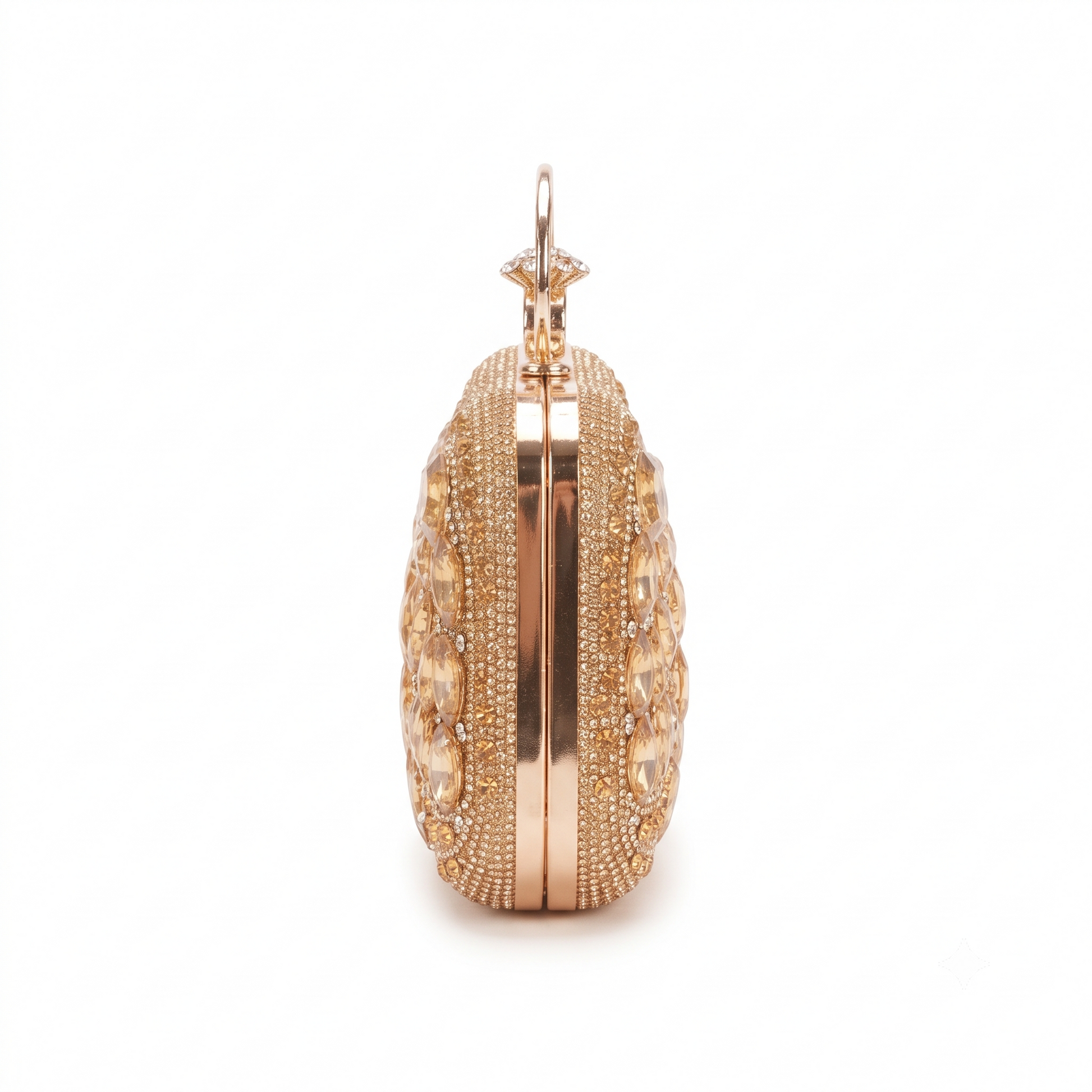 Golden Amber Clutch - side view showing depth