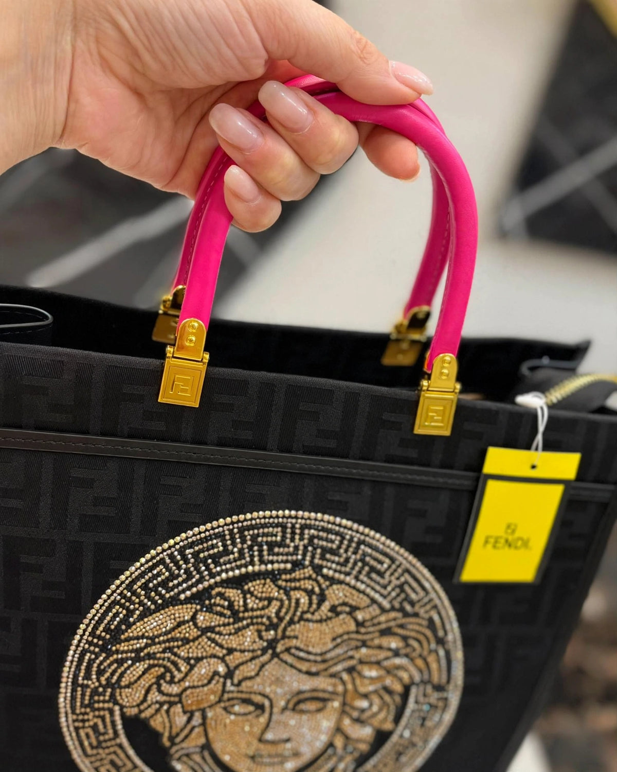 Fendi x Versace Tote Bag Black - Front