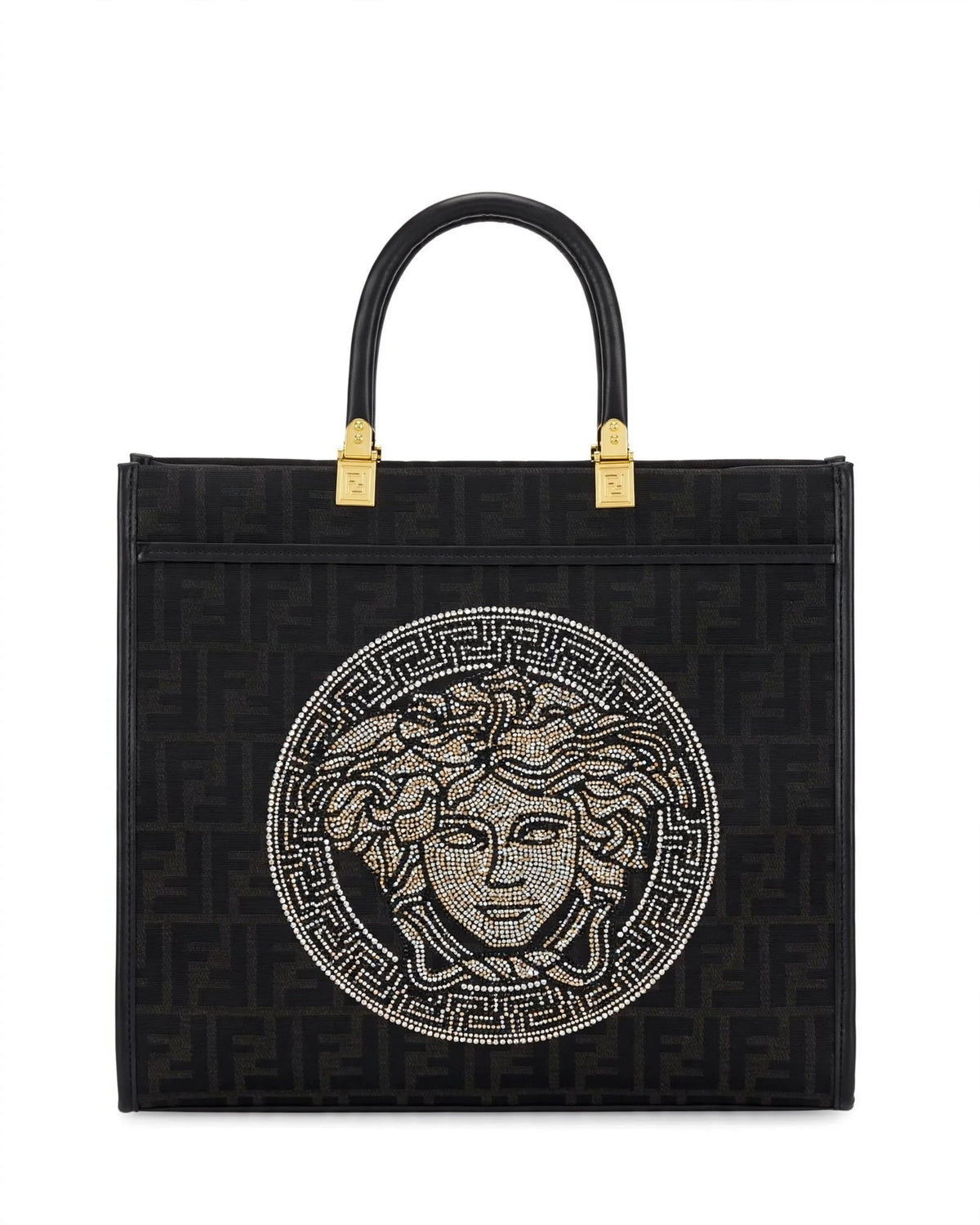 Fendi x Versace Tote Bag Black - Side View