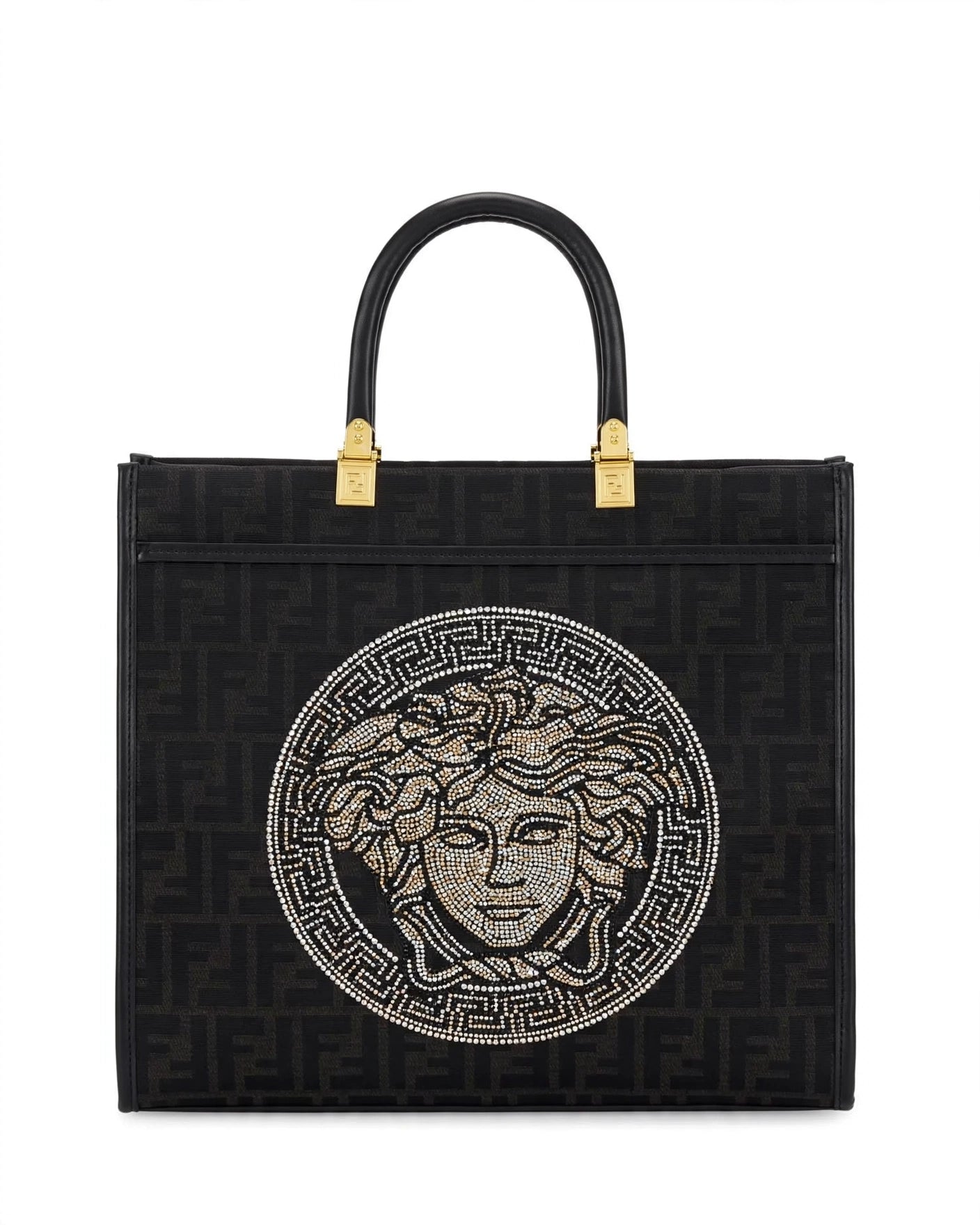 Fendi x Versace Tote Bag Black - Side View