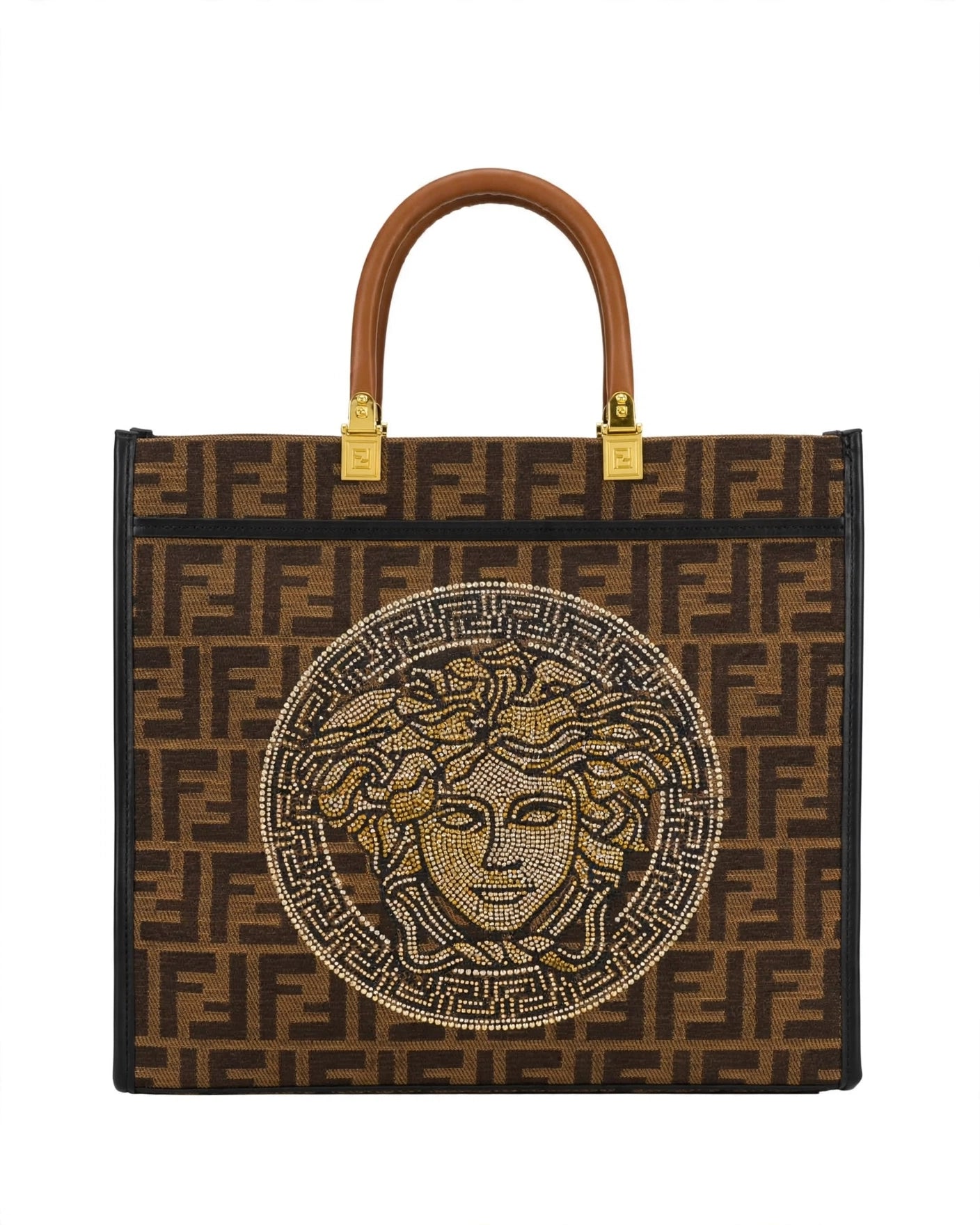 Fendi x Versace Tote Bag Brown - Front