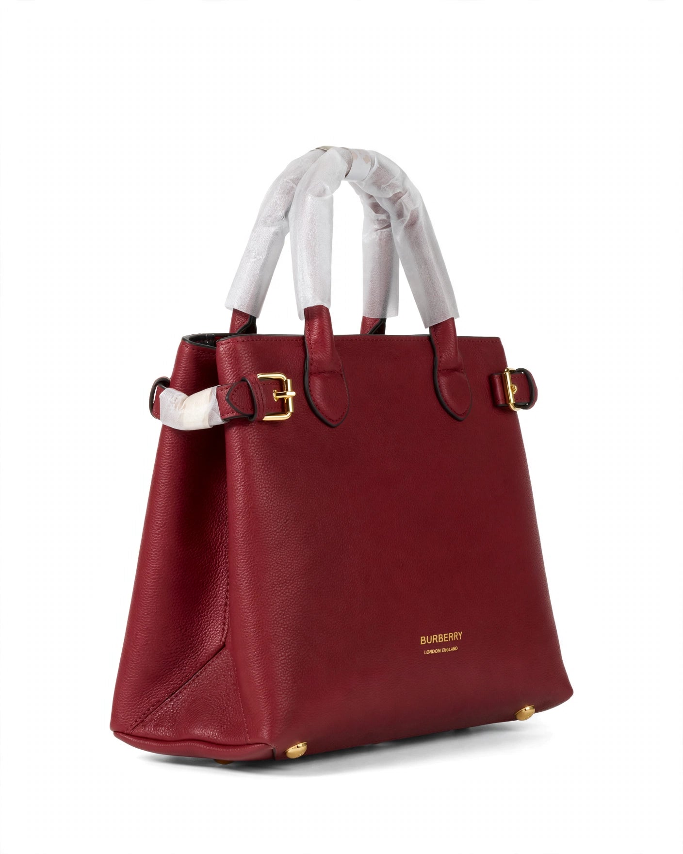 Burberry Banner Tote Bag – Burgundy, side profile