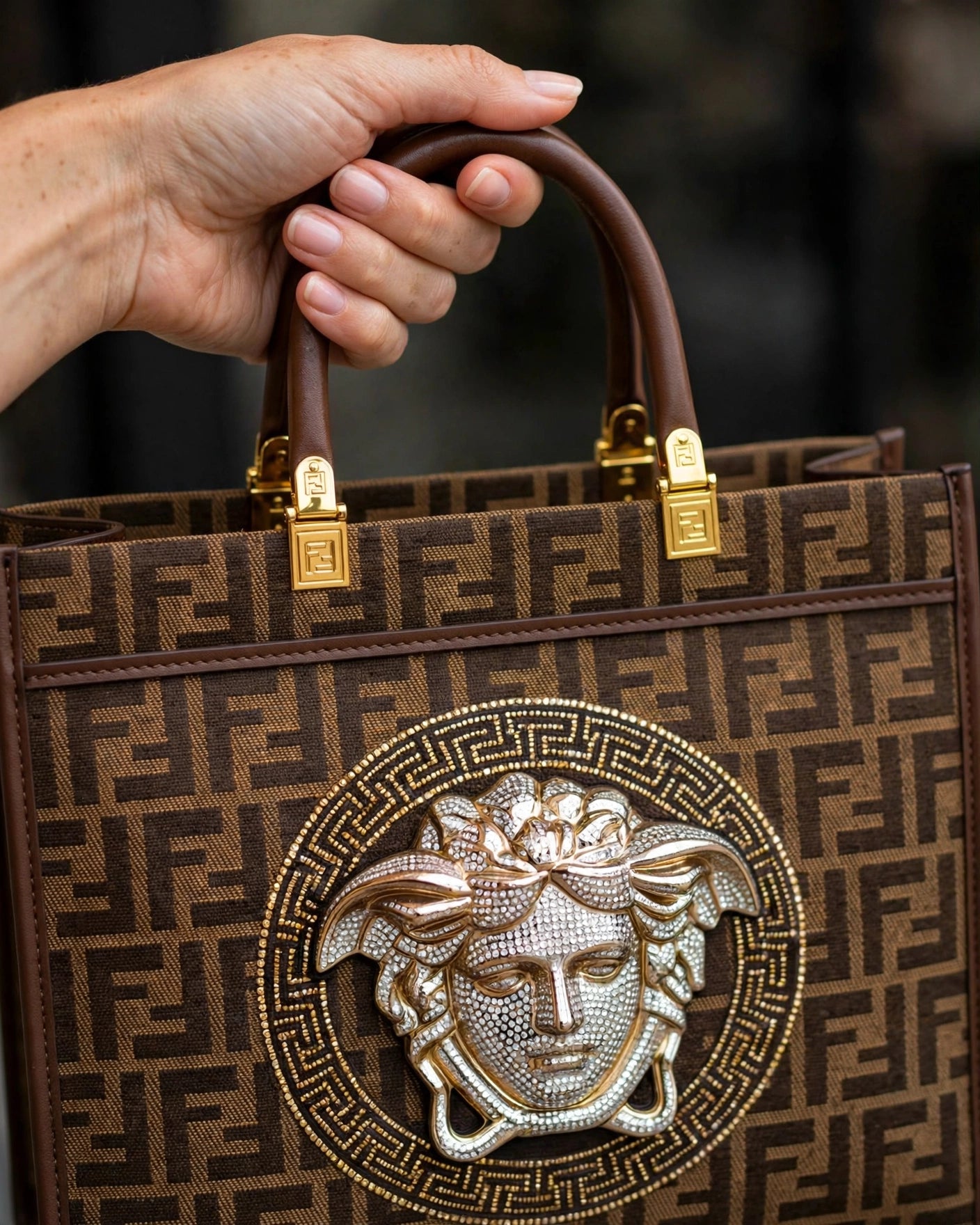 Fendi x Versace Tote Bag - Hand Detail