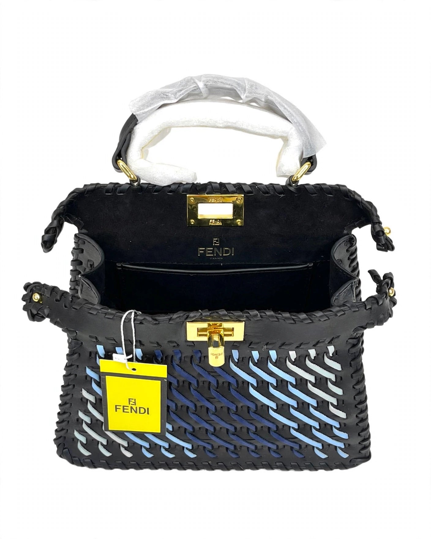 Fendi Peekaboo Mini Woven Bag - interior view