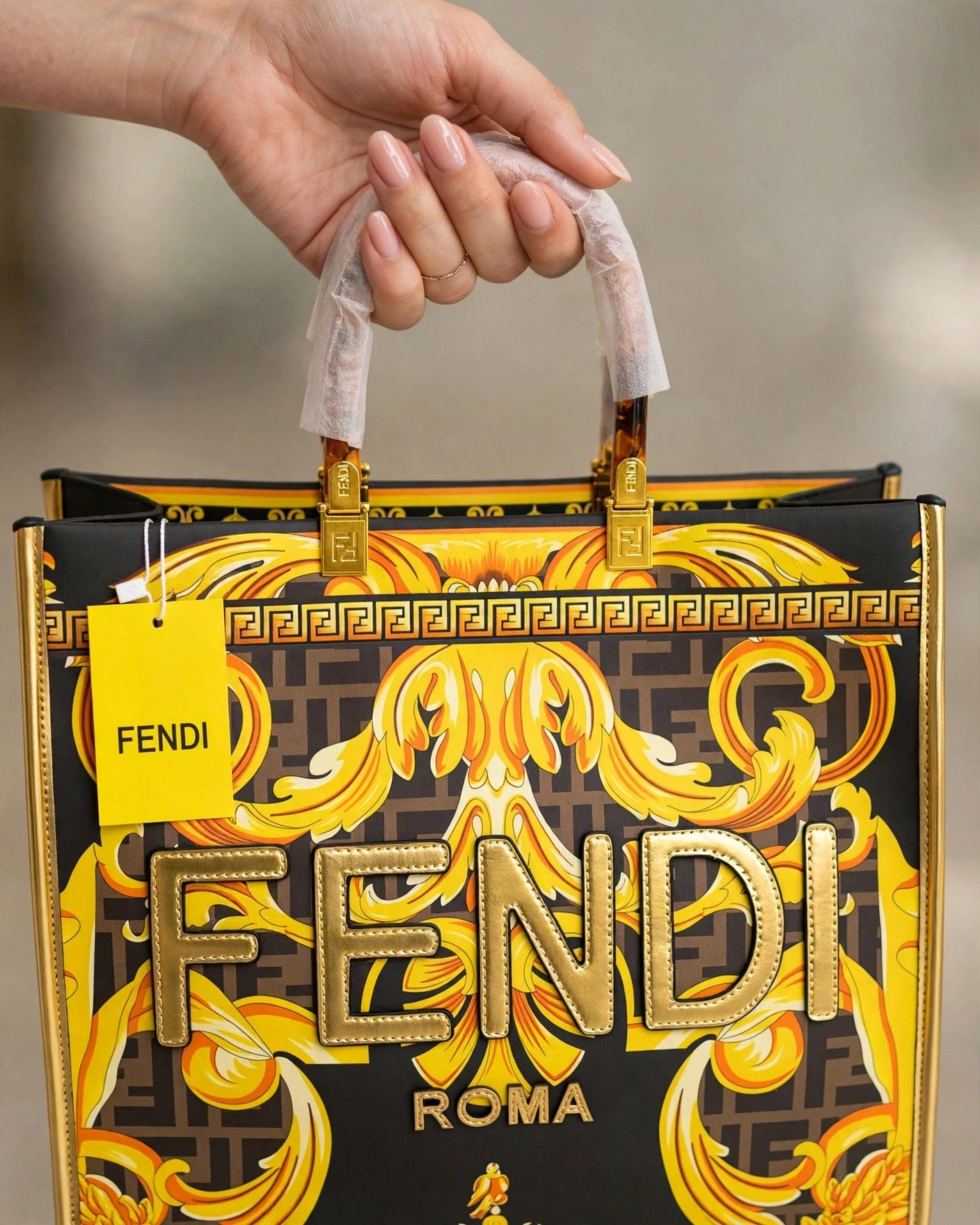 Baroque tote bag closeup